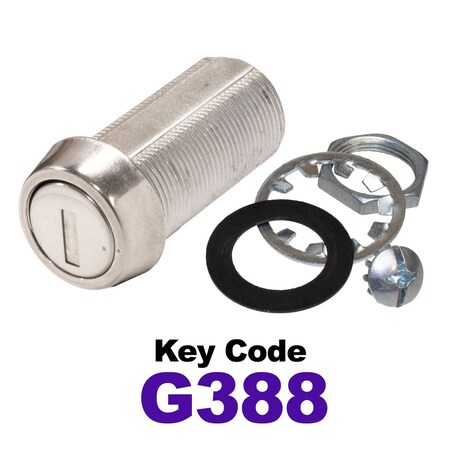 Global RV SS Compartment Lock, Cam/Blade Style, 1-3/8in Threaded Barrel, Keyed to G388, Blades not Included CLB-388-138-SS
